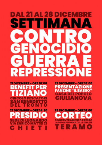 Settimana contro genocidio, guerra e repressione